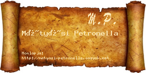 Mátyási Petronella névjegykártya